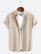 Mens 2023 New Work Shirt No Deformation Wrinkle Free Short Sleeve Button Up Solid Color Style