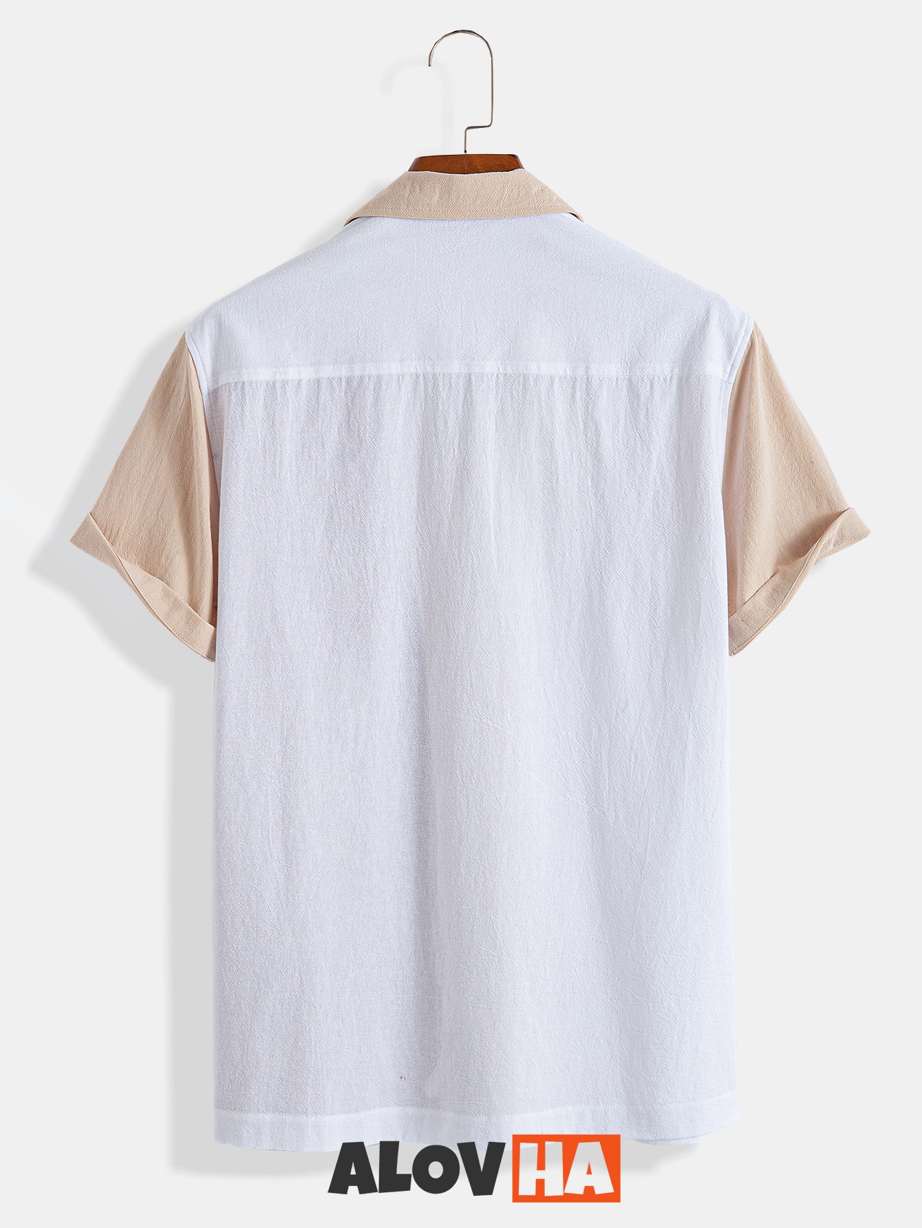Mens Vintage Cotton Softly Textured Short Sleeve Button Up Camp Collar Casual Vacation Shirt