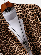 Mens Wild Leopard Print Short Sleeve Button Up Collared Shirt