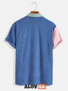 New Fashion Patchwork Corduroy Button-Up Shirt