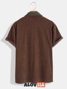 New Fashion Patchwork Retro Corduroy Button-Up Shirt