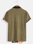 New Fashion Patchwork Retro Corduroy Pullover Shirt