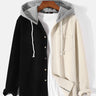 New Men's Black And White Patchwork Corduroy Long-Sleeved Hoodie