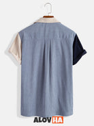 New Patchwork Corduroy Creative Two Pocket Button Shirt