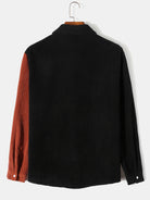 New Splicing Color Contrast Corduroy Long-Sleeved Shirt