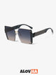 Square Rimless Oversized Navigator Sunglasses