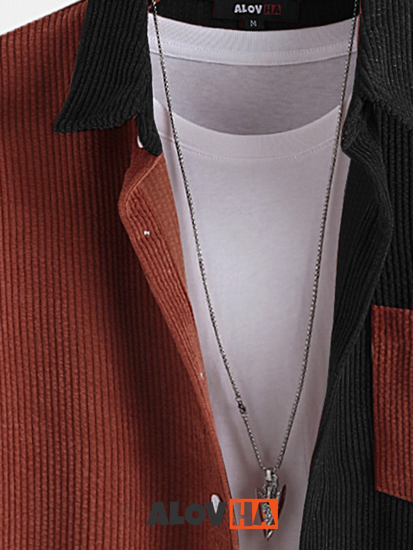 Paneled Color Contrast Corduroy Shirt