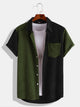 Paneled Color Contrast Corduroy Shirt