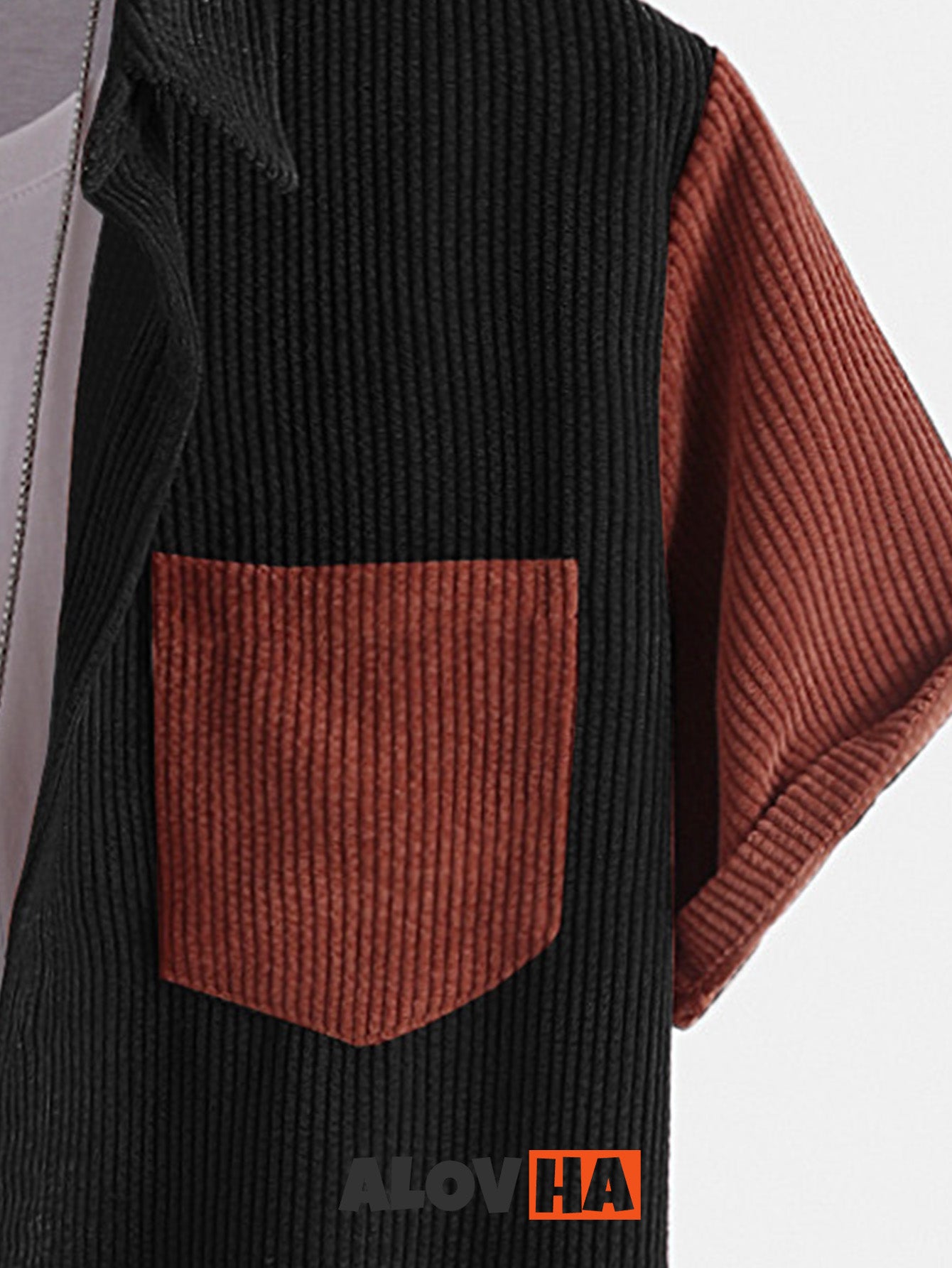 Paneled Color Contrast Corduroy Shirt