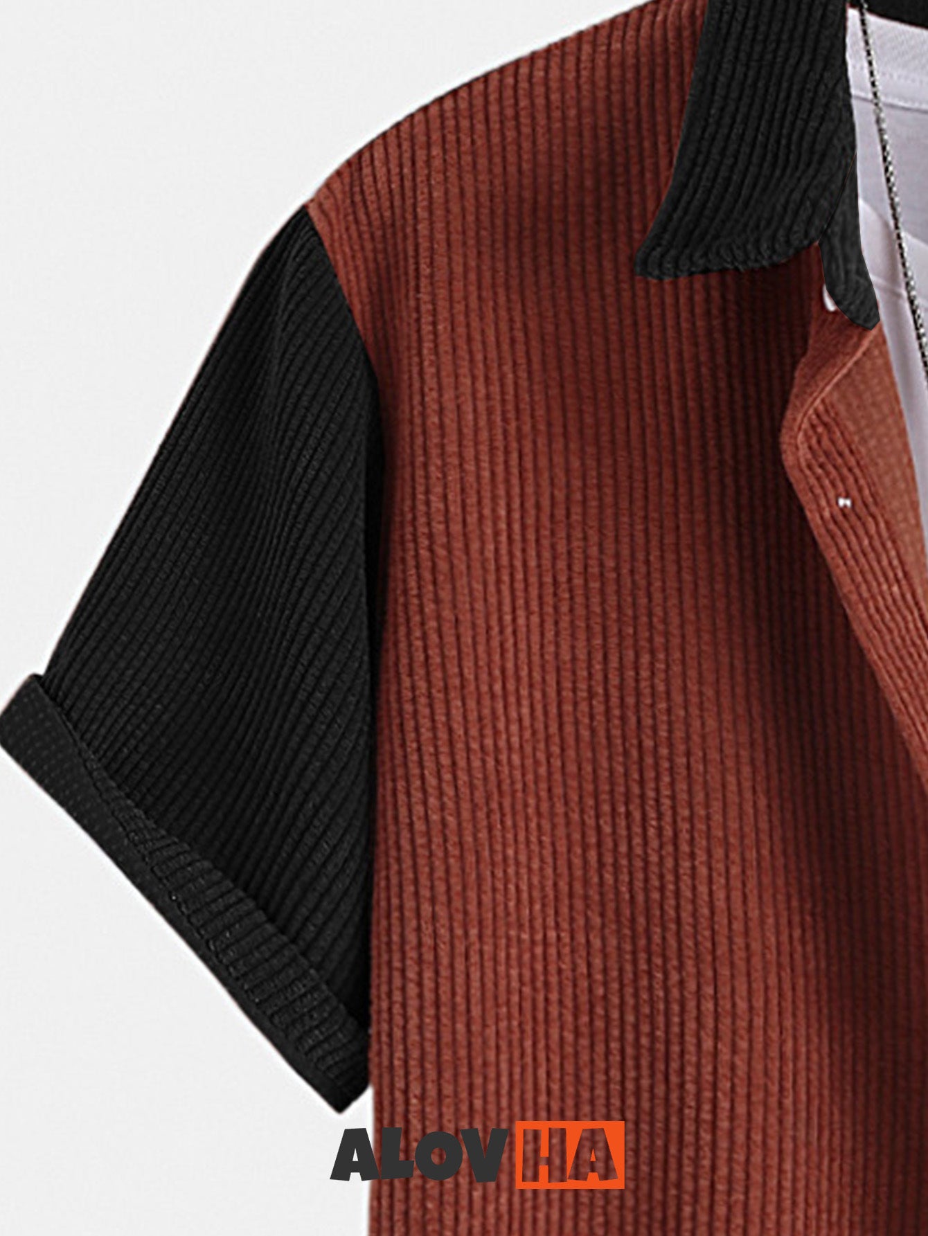 Paneled Color Contrast Corduroy Shirt