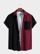 Paneled Corduroy Lapel Striped Shirt