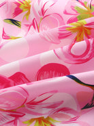Pink Flamingo Print Lapel Shirt