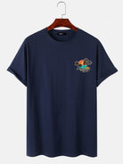 Plain Cotton Beach Print T-Shirt