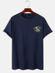 Plain Cotton Beach Print T-Shirt