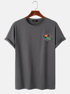 Plain Cotton Beach Print T-Shirt
