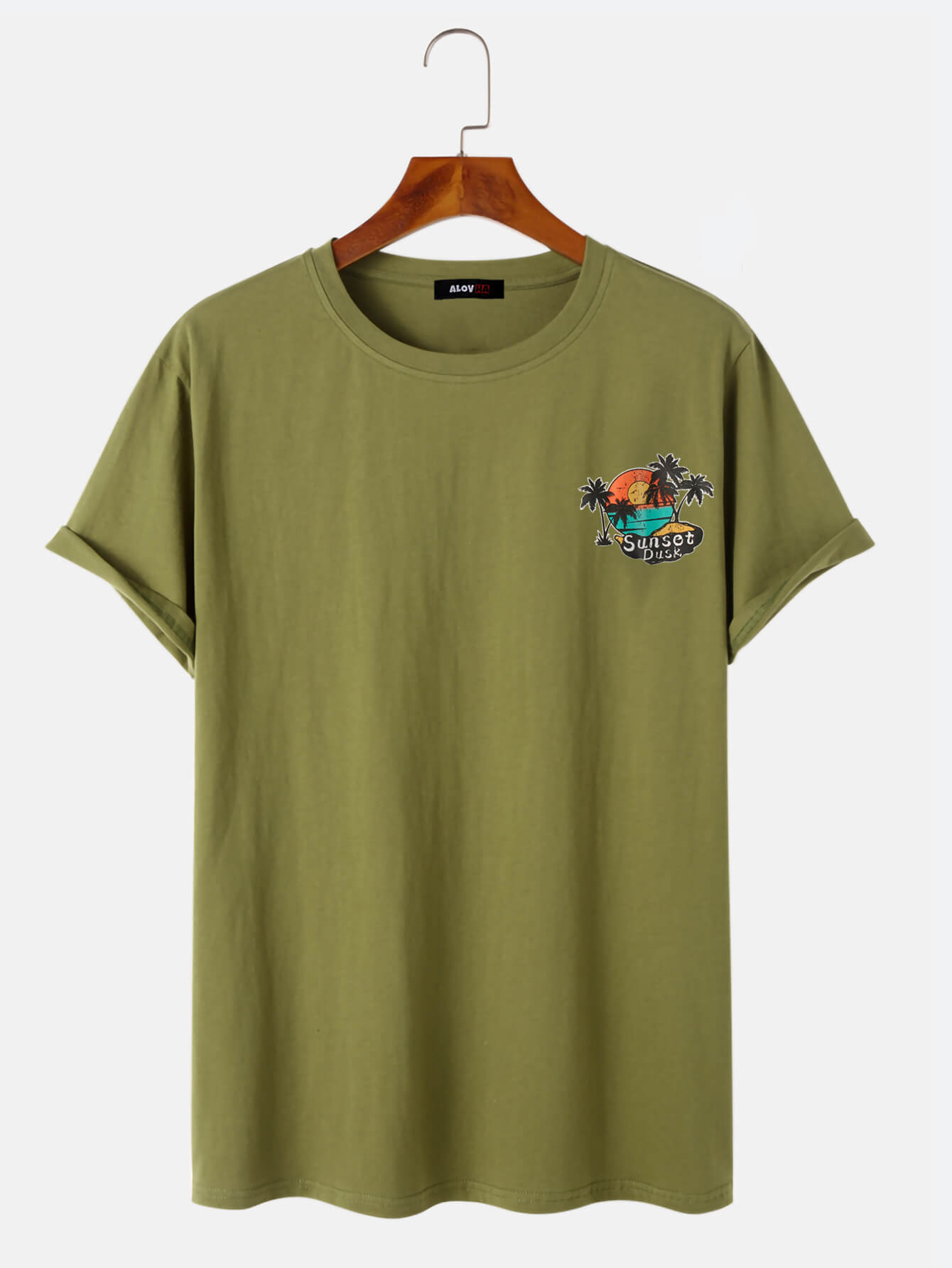 Plain Cotton Beach Print T-Shirt