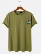 Plain Cotton Beach Print T-Shirt