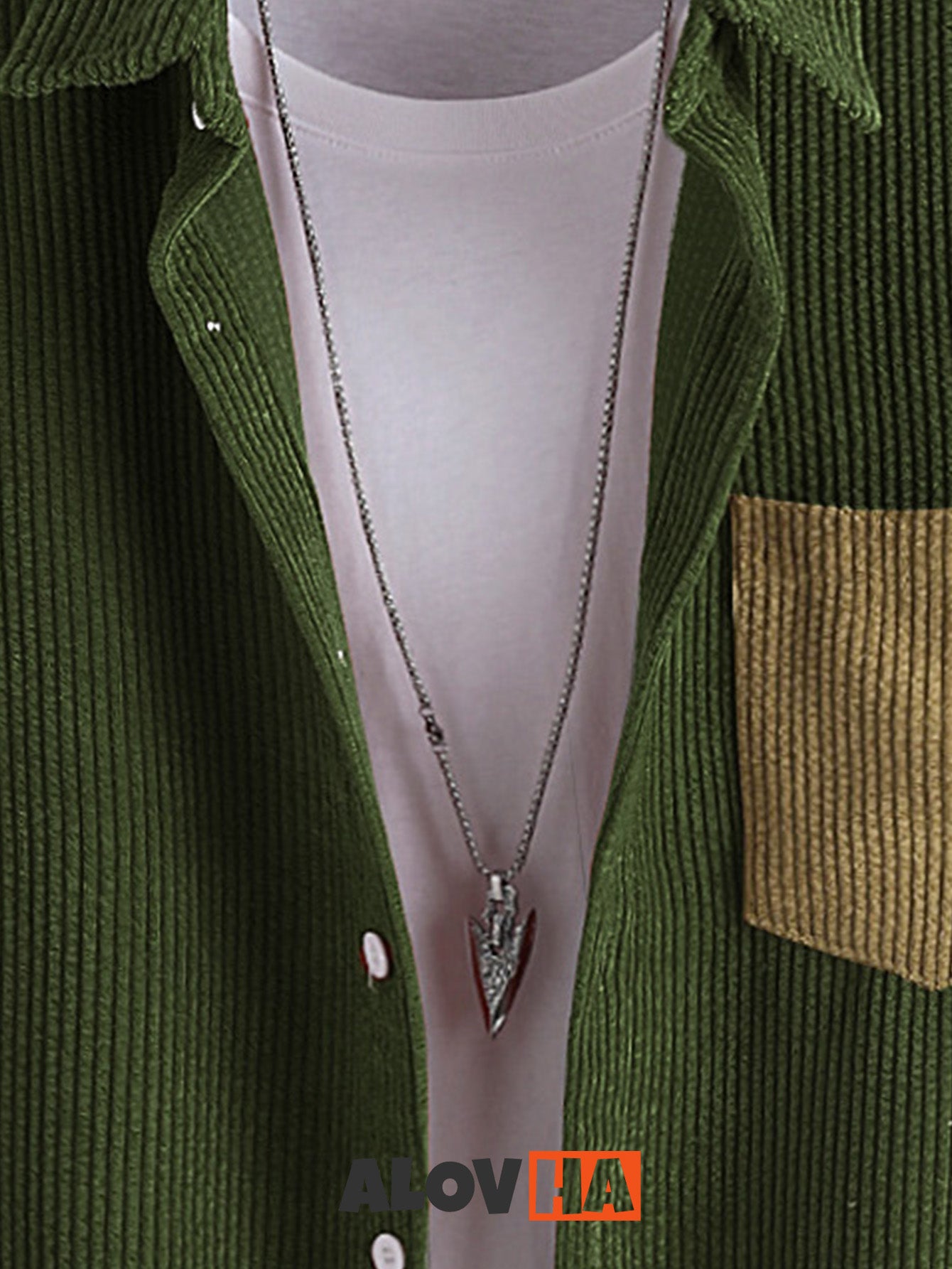 Relaxed Color Contrast Pocket Corduroy Shirt