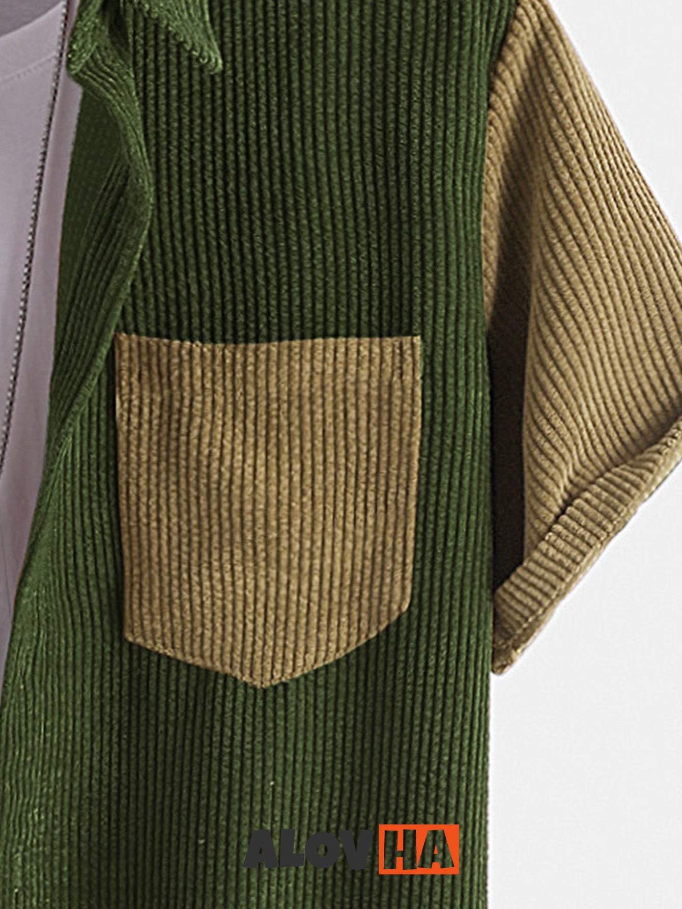 Relaxed Color Contrast Pocket Corduroy Shirt