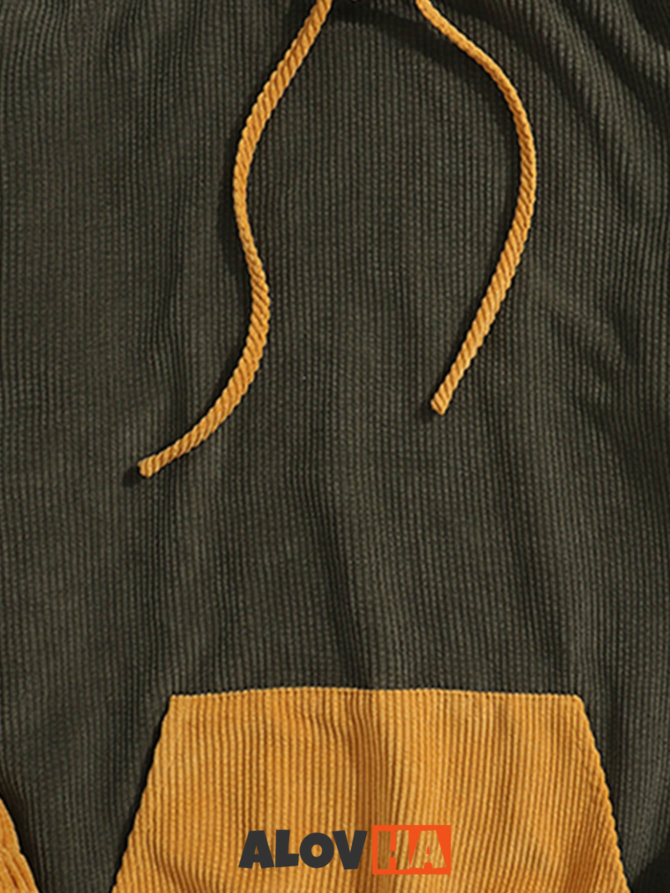 Relaxed Corduroy Patchwork Kangaroo Pocket Hoodie