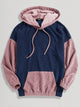 Relaxed Corduroy Patchwork Kangaroo Pocket Hoodie