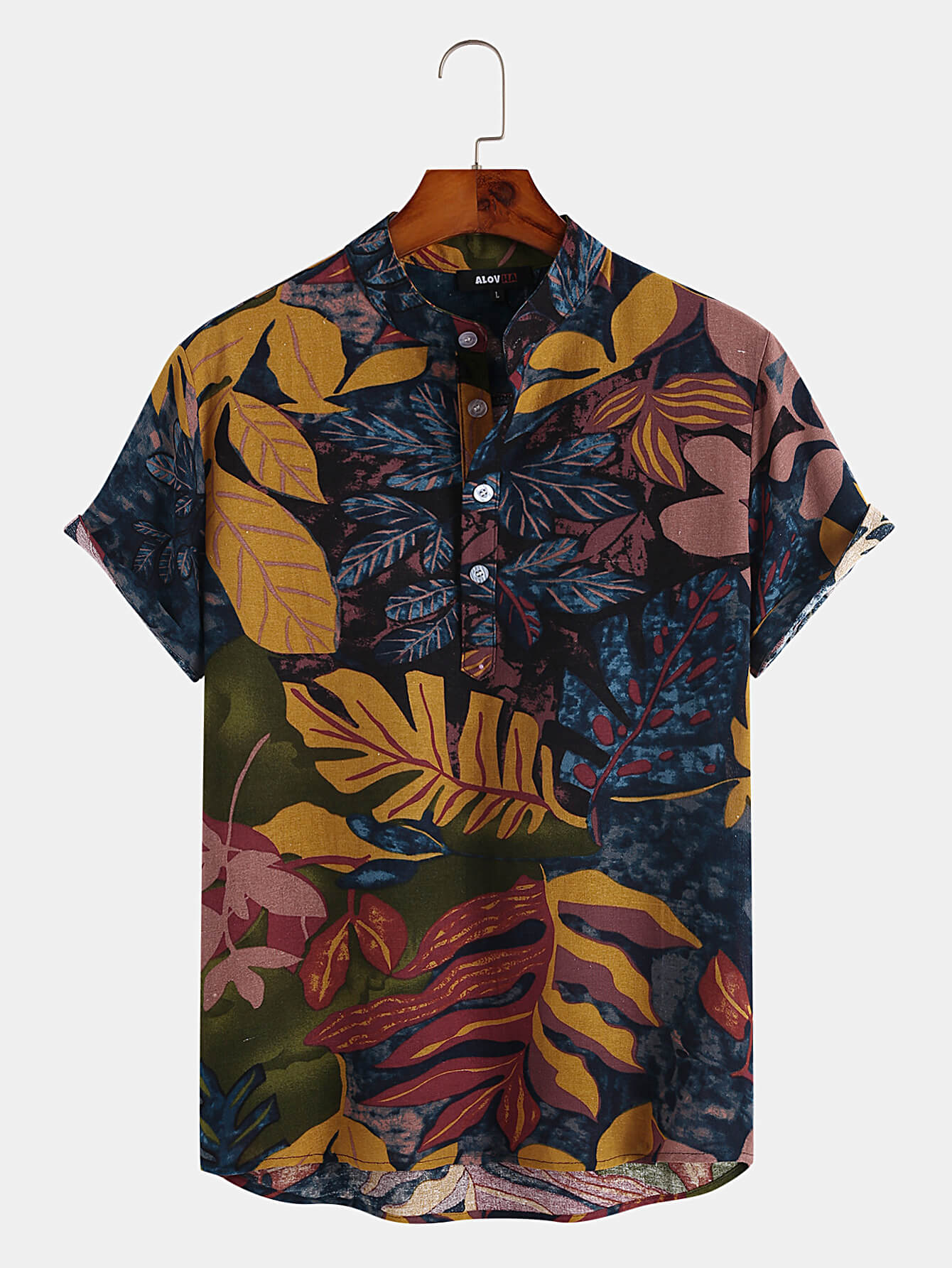 Resort Vintage Leaf Print Shirt