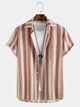 Retro Casual Striped Lapel Shirt