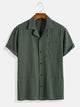 Retro Classic Casual Solid Color Short Sleeve Multi-Pocket Shirt