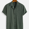 Retro Classic Casual Solid Color Short Sleeve Multi-Pocket Shirt