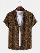 Retro Zebra Print Lapel Shirt
