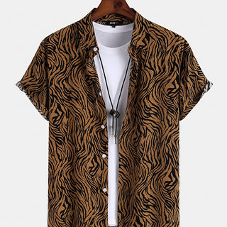 Retro Zebra Print Lapel Shirt