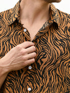 Retro Zebra Print Lapel Shirt