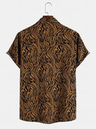 Retro Zebra Print Lapel Shirt