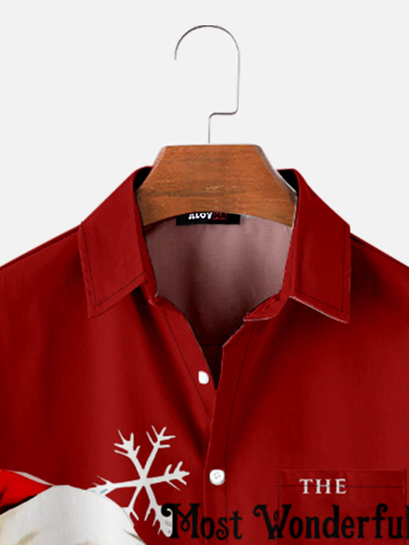 Santa Claus Drinking Beer Lapel Red Shirt