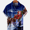 Santa Claus Gift Print Lapel Shirt