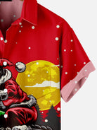 Santa Claus Riding Motorcycle Lapel Shirt