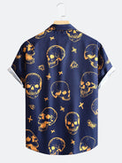 Skull Print Breathable Lapel Shirt