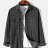 Solid Color Casual Lapel Two Pocket Long Sleeve Shirt
