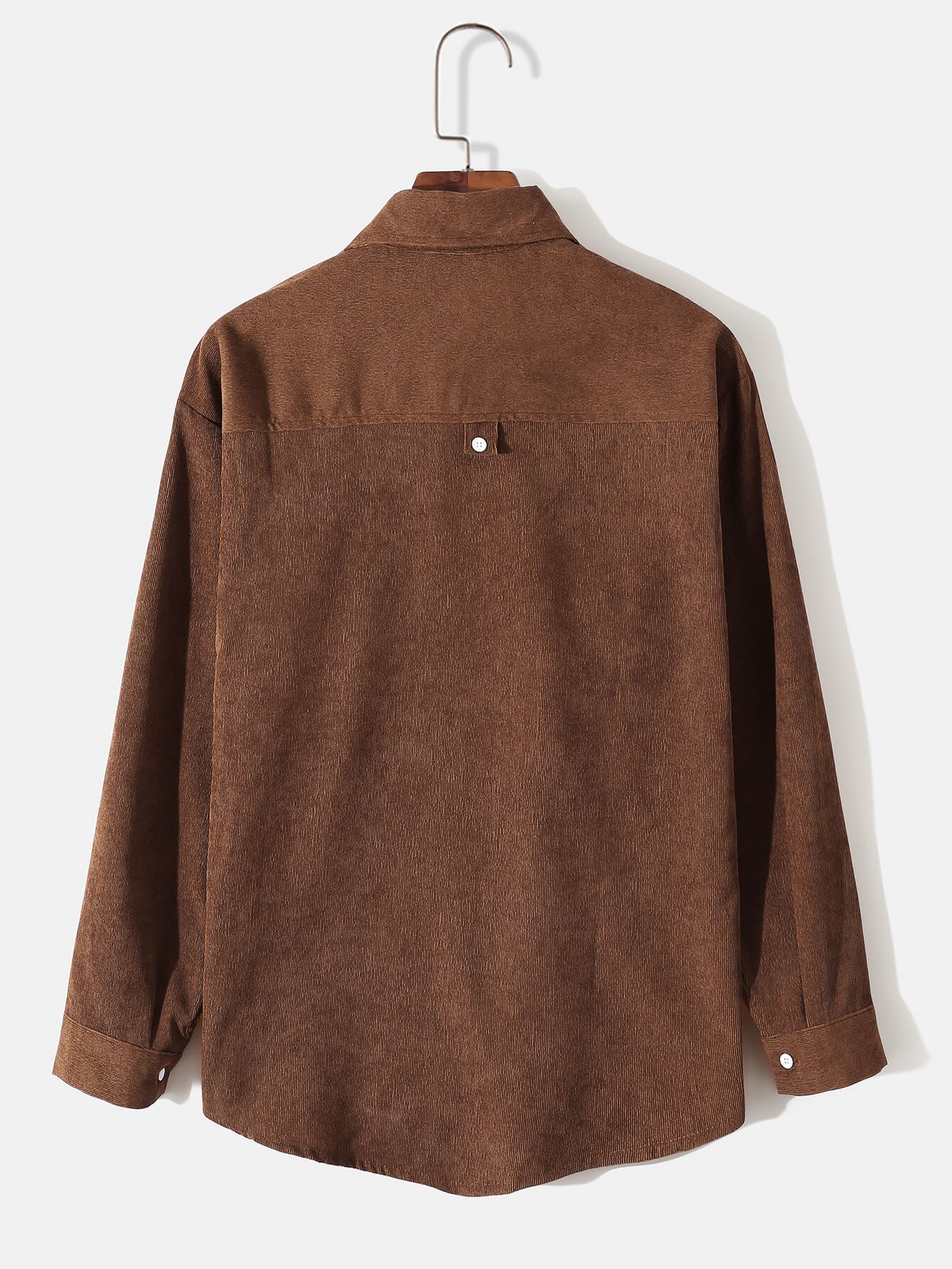 Solid Color Casual Lapel Two Pocket Long Sleeve Shirt