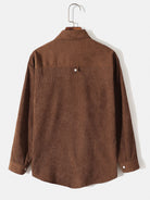 Solid Color Casual Lapel Two Pocket Long Sleeve Shirt
