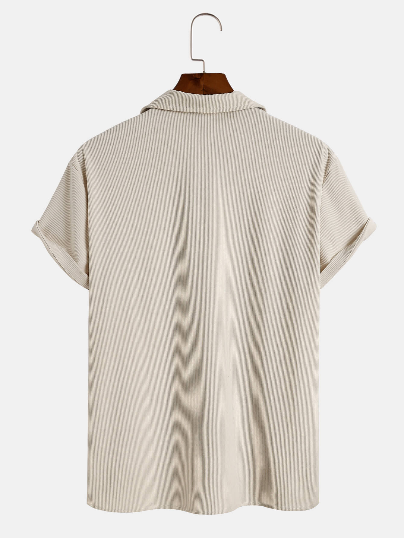 Solid Color Corduroy Men's Casual Short Sleeve Shirt