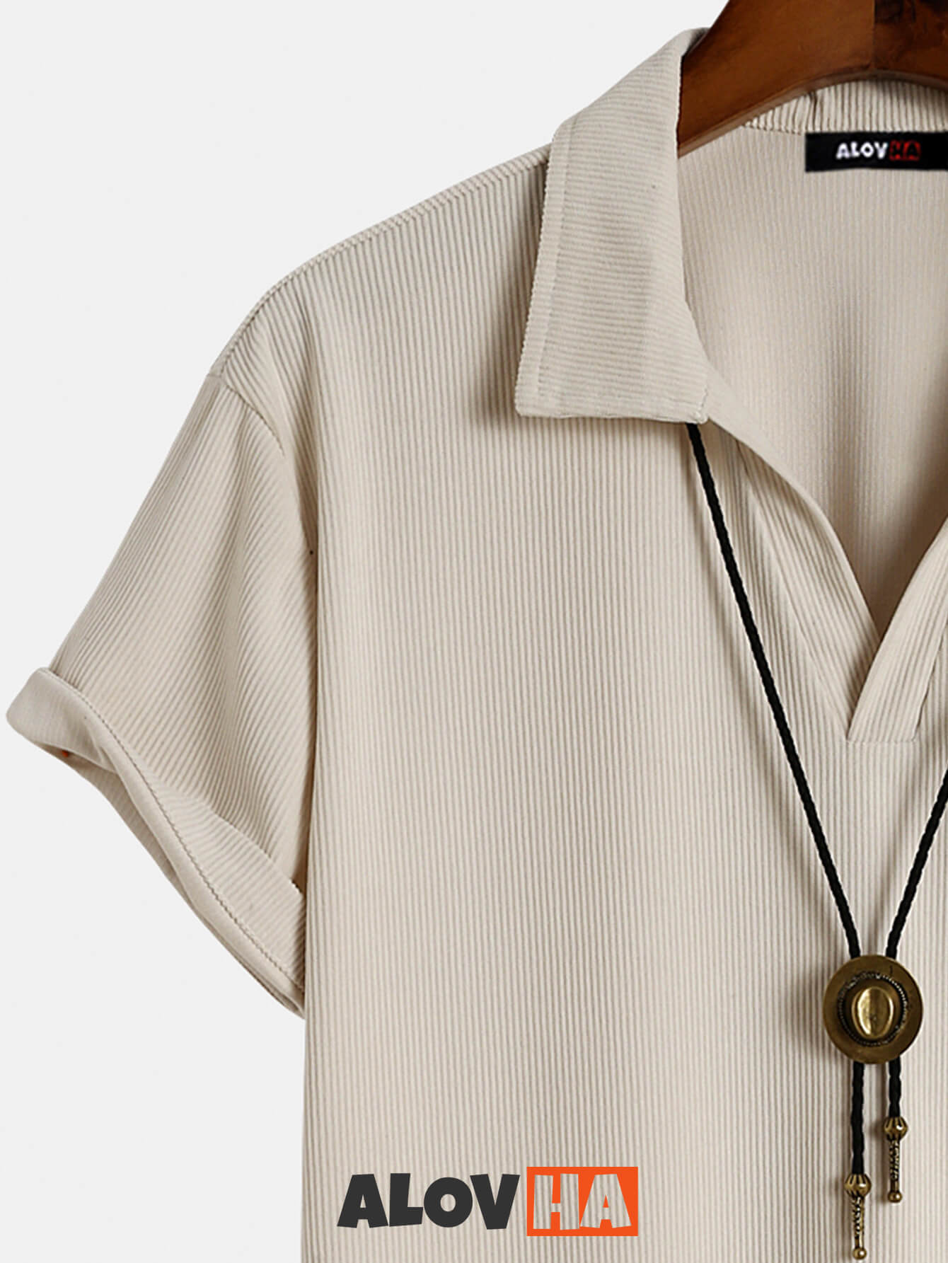 Solid Color Corduroy Men's Casual Short Sleeve Shirt