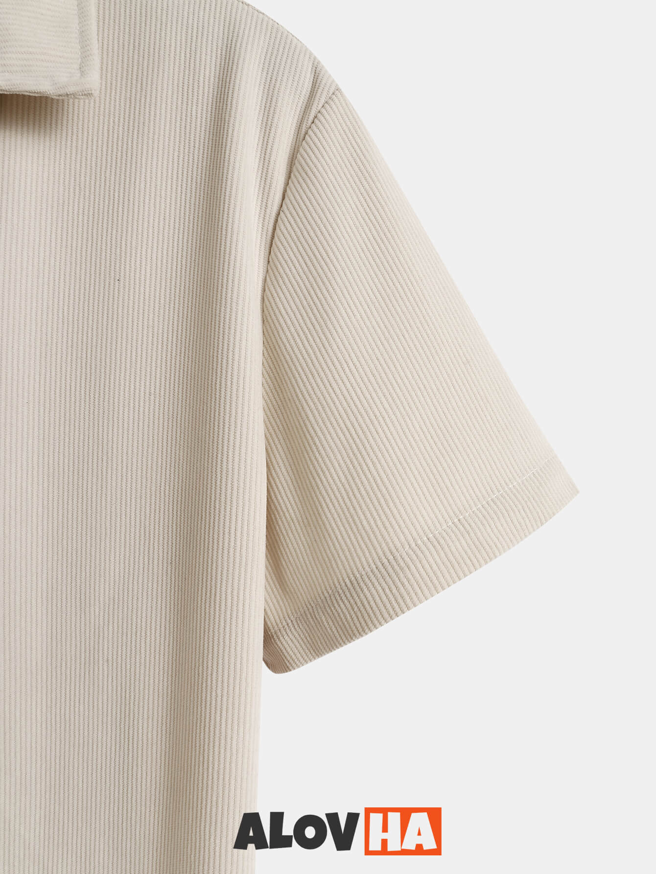 Solid Color Corduroy Men's Casual Short Sleeve Shirt