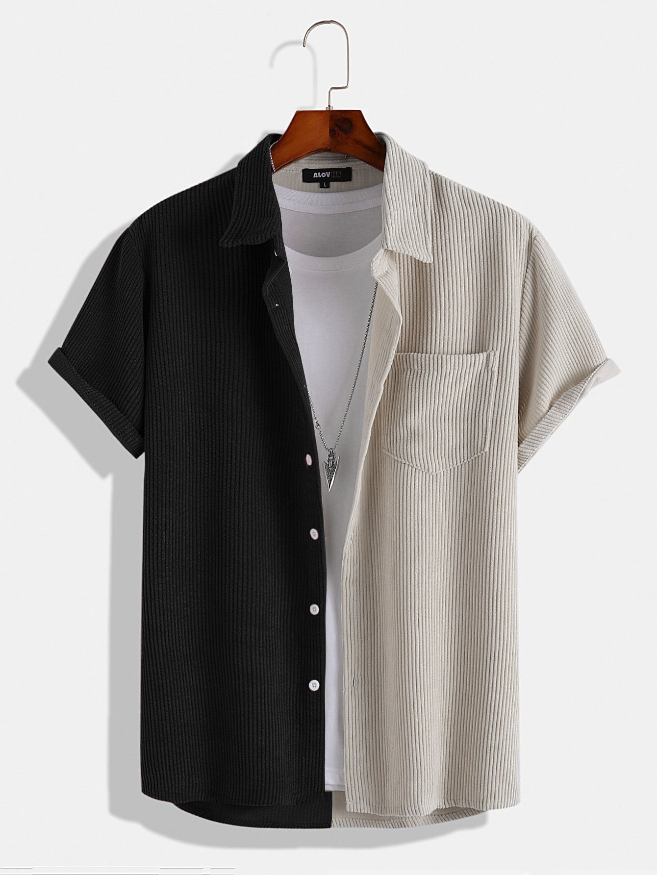 Two-Color Panel Corduroy Shirt