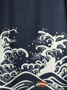 Two-Piece Kimono Set With Wave Element Print