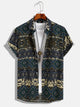 Vintage Ethnic Diamond Stripe Print Shirt