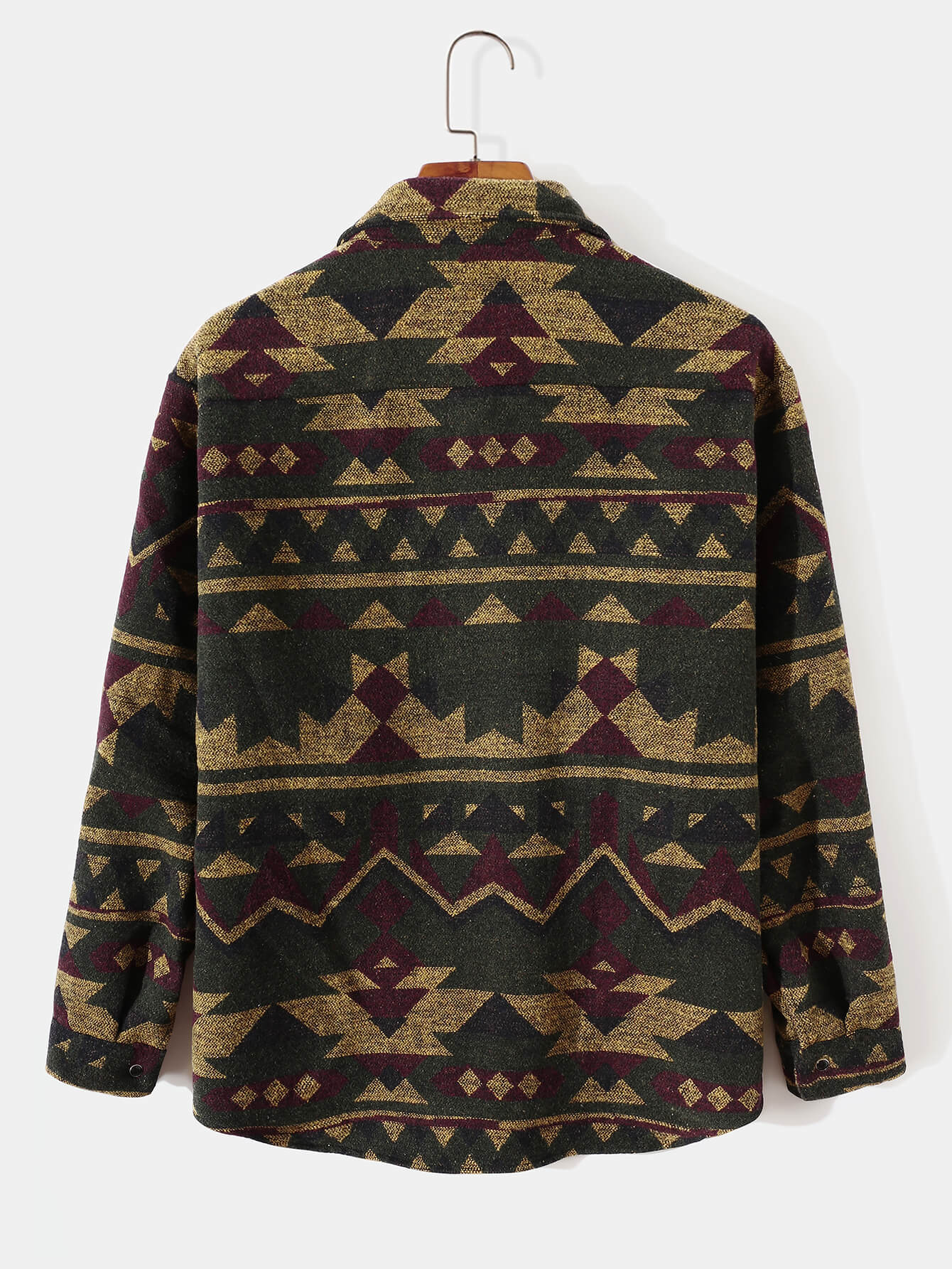 Vintage Ethnic Geometric Pattern Wool Shirt