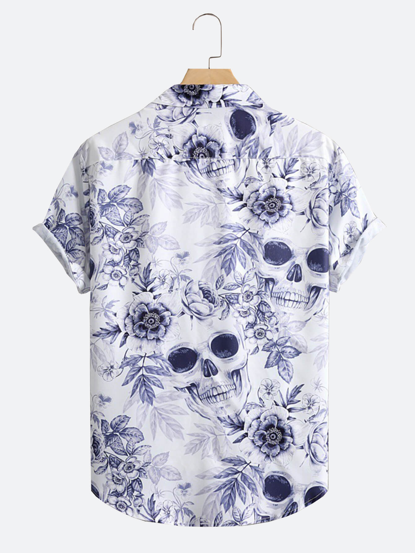 Vintage Floral Skull Mens Shirt