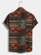 Vintage Horizontal Stripes Geometric Print Shirt