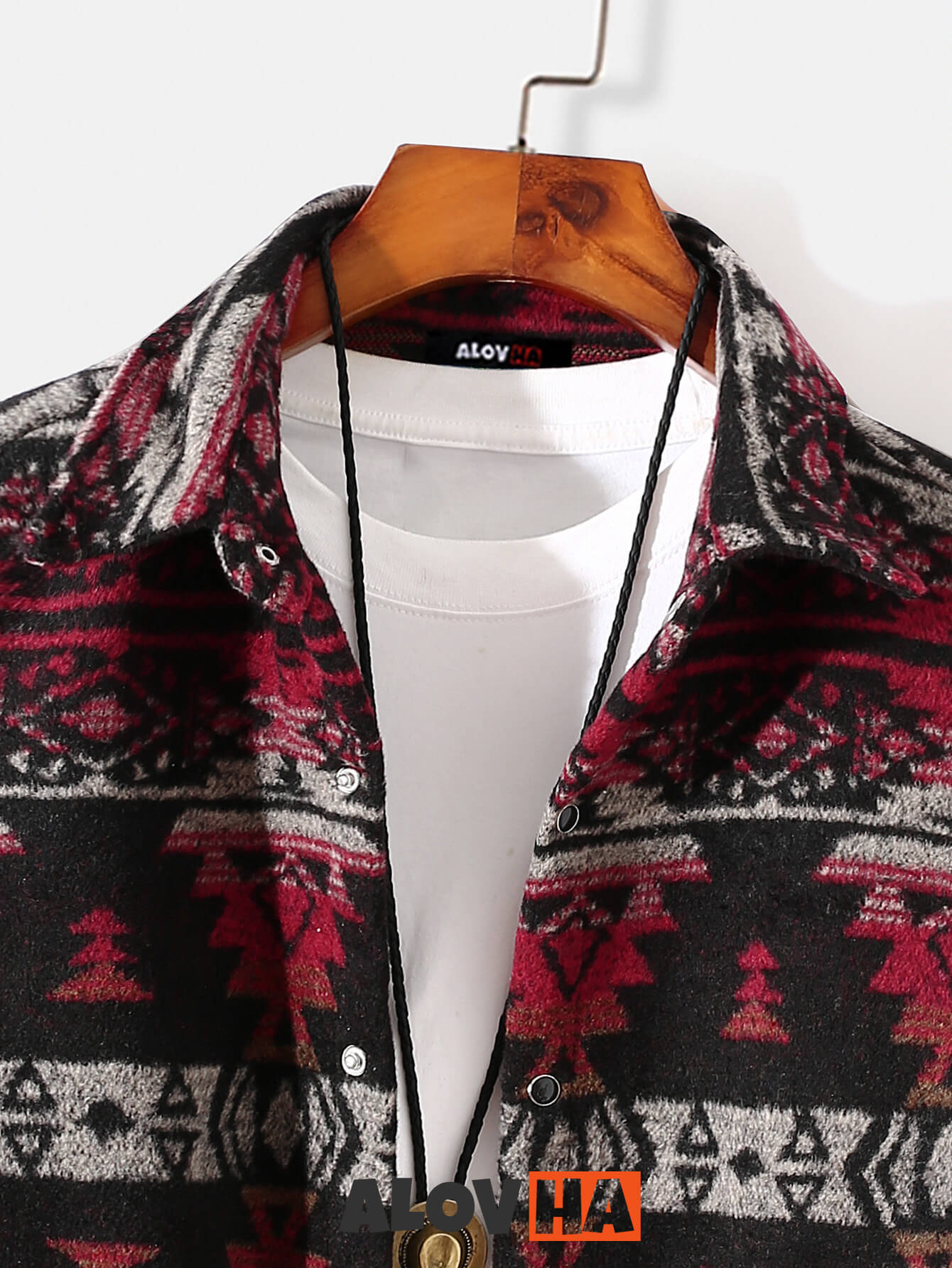 Vintage Style Lapel Long Sleeve Men's Geometric Graphic Print Shirt